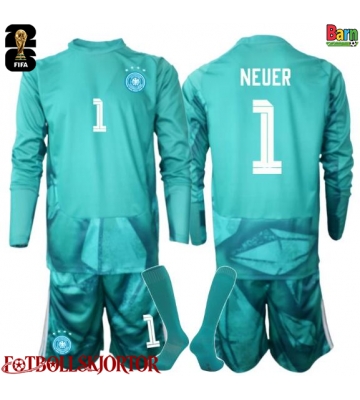 Tyskland Manuel Neuer #1 Målvakt Hemmakläder Barn VM 2026 Långärmad (+ Korta byxor)